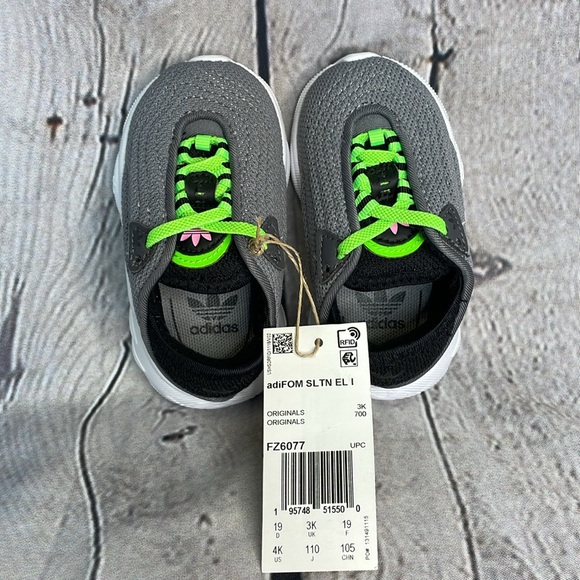 NWT Adidas Adifom SLTN EL I Grey Three Toddler Boy Shoes - Size 4K - Picture 4 of 17